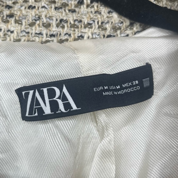 ZARA Double Breasted Preppy Plaid Tweed Classic Blazer - Picture 5 of 8